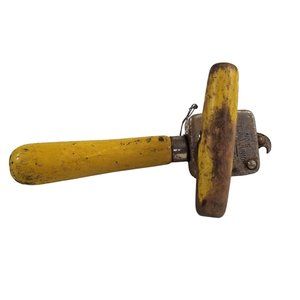 Vintage Wooden Can Opener Edlund Junior No 5 Yellow Wood Kitchen Appliance
